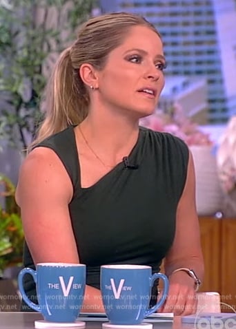 Sara's green asymmetric neck dress on The View