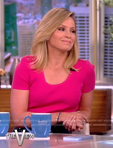 Sara's pink button shoulder top on The View