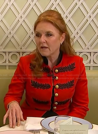 Sarah Ferguson’s red military jacket on Access Hollywood