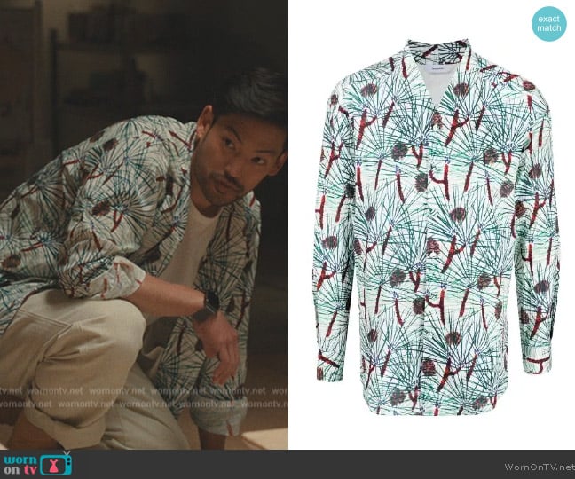 Sasquatchfabrix Pine-print Collarless Shirt worn by George (Joseph Lee) on Beef