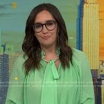 Savannah’s green pleated tie neck blouse on NBC News Daily