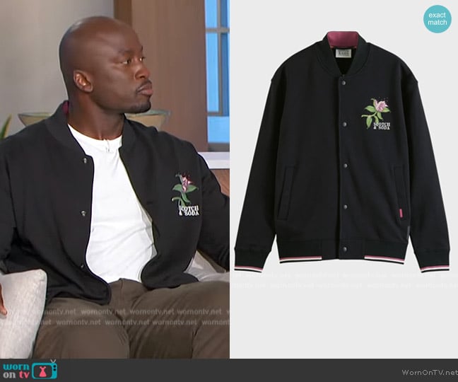 Scotch and Soda Felpa Artwork Bomber Jacket worn by Akbar Gbajabiamila on The Talk