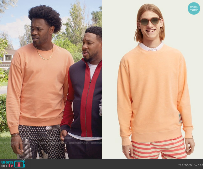 Scotch and Soda Orange Sweatshirt worn by Noah Koles (Echo Kellum) on Grand Crew