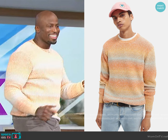 Scotch and Soda Gradient cotton-blend sweater worn by Akbar Gbajabiamila on The Talk