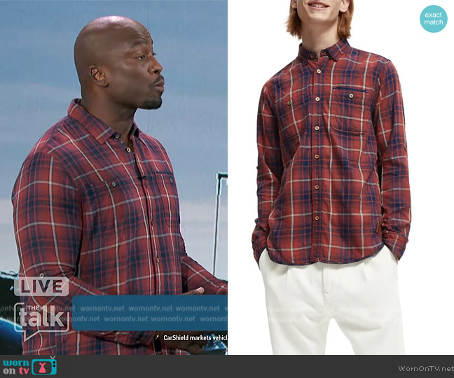 Scotch and Soda Plaid Flannel Button-Up Shirt worn by Akbar Gbajabiamila on The Talk