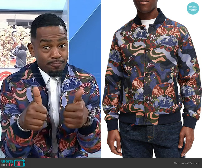 Scotch & Soda Jacquard Bomber Jacket worn by Bill Bellamy on Today