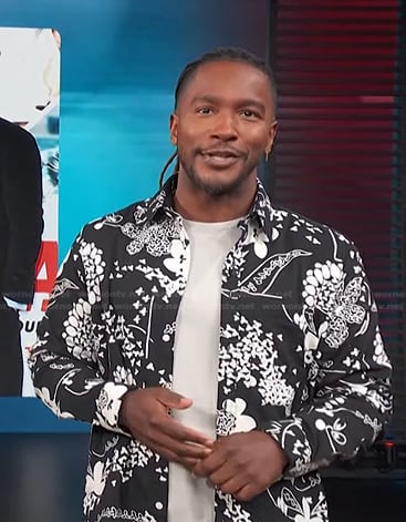 Scott's black floral shirt on Access Hollywood