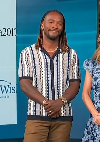 Scott’s striped knit shirt on Access Hollywood