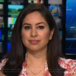 Seema Mody’s white and red floral top on NBC News Daily