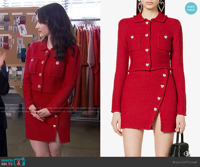 WornOnTV: Rachel Brosnahan’s red knitted jacket and skirt on Access ...