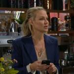 Sharon’s floral cami and blue blazer on The Young and the Restless