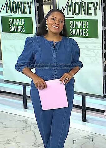 Sheinelle's puff sleeve denim jumpsuit on Today