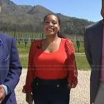 Sheinelle’s red lace sleeve top and jeans on Today