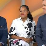 Sheinelle’s white and black floral print dress on Today