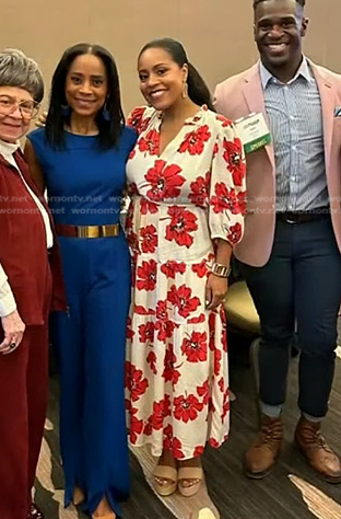 Sheinelle’s white and red floral print dress on Today