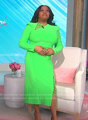 WornOnTV: Sherri’s green lace-up detail dress on Sherri | Sherri ...