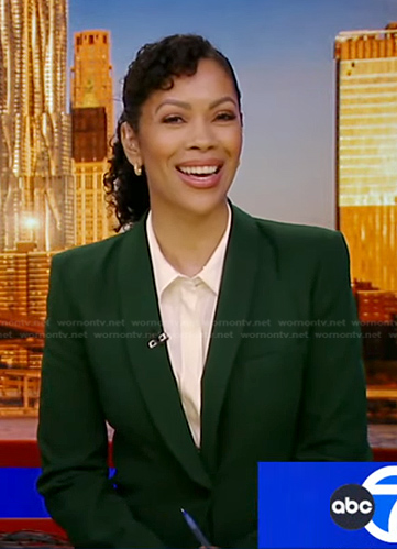 WornOnTV: Shirleen Allicot’s green shawl collar blazer on Good Morning ...