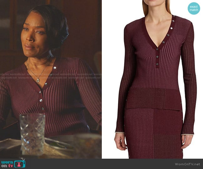 Simkhai Memphis Plaited Rib Henley Top worn by Athena Grant (Angela Bassett) on 9-1-1