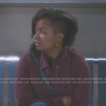 Simone’s burgundy utility jacket on Greys Anatomy