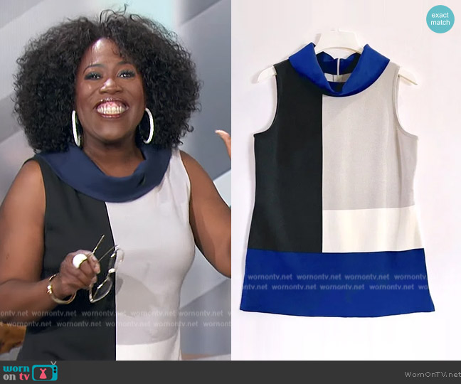 St John Wool Blend Colorblock Knit Top worn by Sheryl Underwood on The Talk