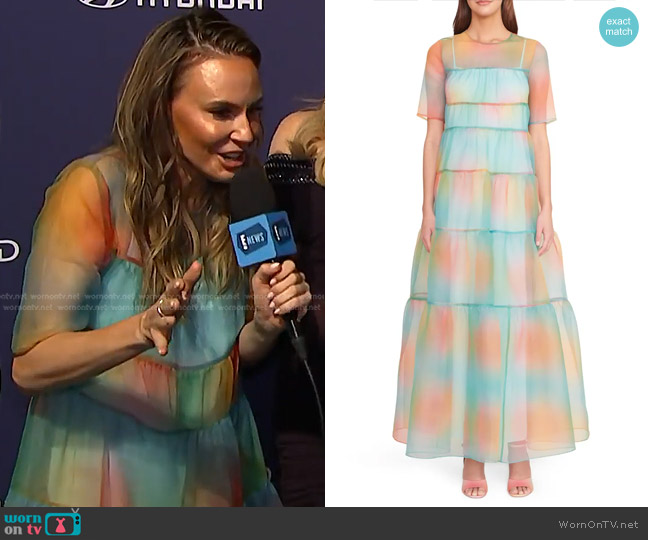 Staud Hyacinth Crepe Organza Tiered Maxi Dress worn by Keltie Knight on E! News