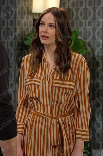 Stephanie's orange striped shirtdress on Days of our Lives