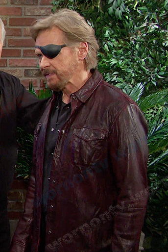 Steve's burgundy leather jacket on Days of our Lives: Beyond Salem