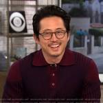 Steven Yeun’s striped polo sweater on CBS Mornings