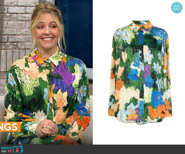 Stine Goya Impressionist Garden Shirt worn by Helene York on CBS Mornings