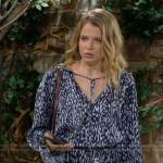 Summer’s blue dotted print blouse on The Young and the Restless