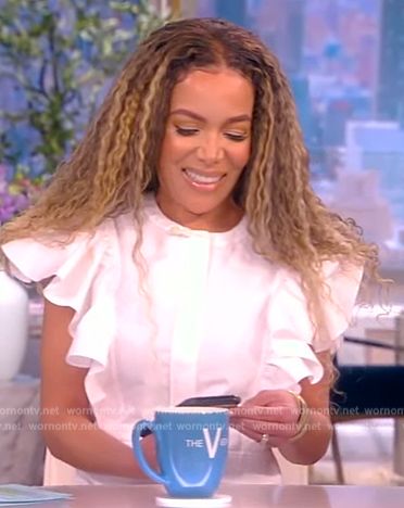 Sunny's white flutter sleeve dress on The View