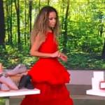 Sunny’s red ruffle sleeveless dress on The View