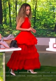 Sunny's red ruffle sleeveless dress on The View