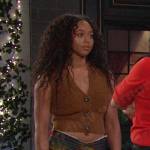 Talia’s brown cropped knit vest and pants on Days of our Lives