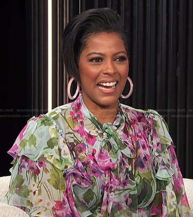 Tamron Hall's floral ruffle dress on E! News