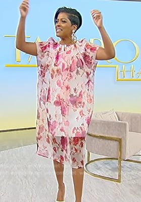 Tamron’s sheer floral print dress on Tamron Hall Show