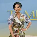 Tamron’s printed wrap dress on Tamron Hall Show