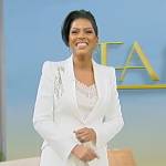 Tamron’s white embellished blazer on Tamron Hall Show