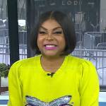 Taraji P. Henson’s yellow embellished dragonfly sweater on Today