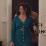 Simone’s teal ribbed button down dress on Grand Crew