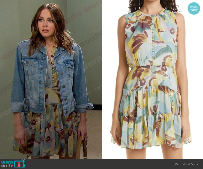 Ted Baker Ellain Button Front Tiered Minidress worn by Stephanie Johnson (Abigail Klein) on Days of our Lives