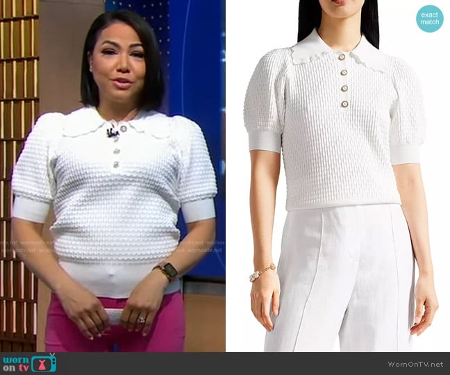 Ted Baker Reannia Polo Knit Top worn by Stephanie Ramos on Good Morning America