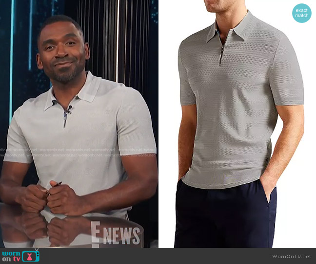 WornOnTV: Justin’s grey textured zip polo shirt on E! News | Justin ...