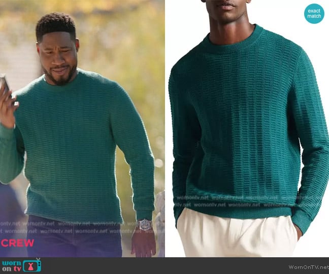 Ted Baker Crannog Textured Sweater worn by Anthony Holmes (Aaron Jennings) on Grand Crew