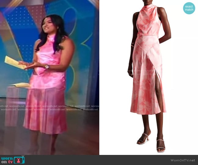 Ted Baker Foreste Cowl Neck Midi Dress worn by Reena Roy on Good Morning America