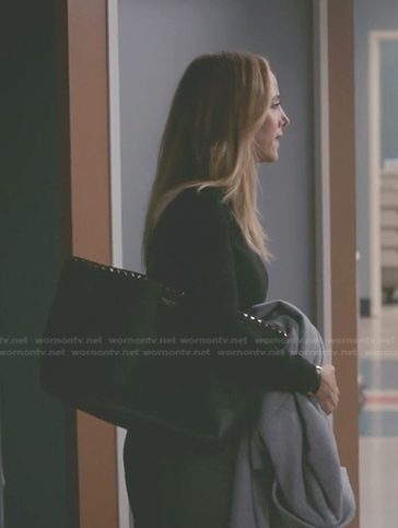 Teddy's black studded tote bag on Greys Anatomy