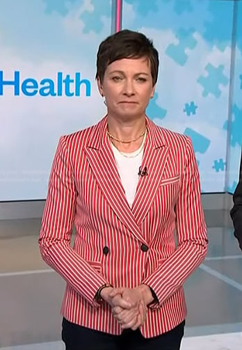 Stephanie Gosk's red striped blazer on NBC News Daily