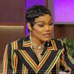 Teyana Taylor’s black stripe blazer on Tamron Hall Show