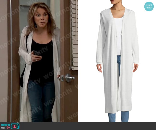 Theory New Harbor Long-Sleeve One-Button Duster Cardigan worn by Alexis Davis (Nancy Lee Grahn) on General Hospital