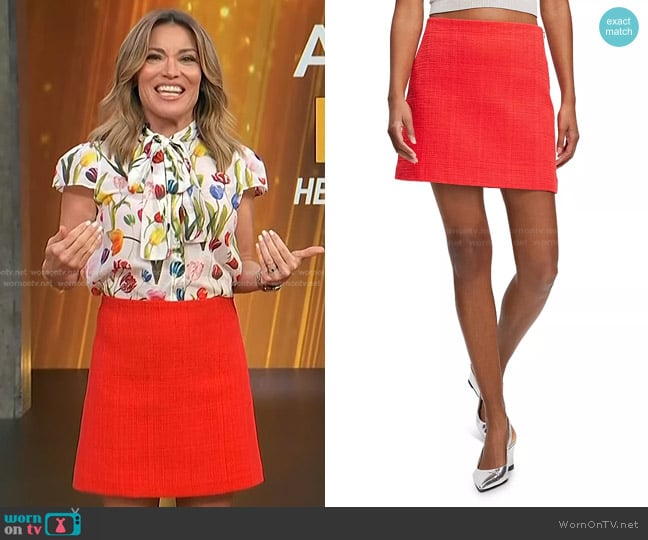 Theory Tonal Tweed Miniskirt worn by Kit Hoover on Access Hollywood